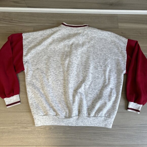 Vintage McGregor‎ Retro Sports Crewneck Henley Sweatshirt Mens XXL Grey Red - Picture 11 of 12